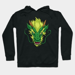 Chinese Dragon Head Green Hoodie